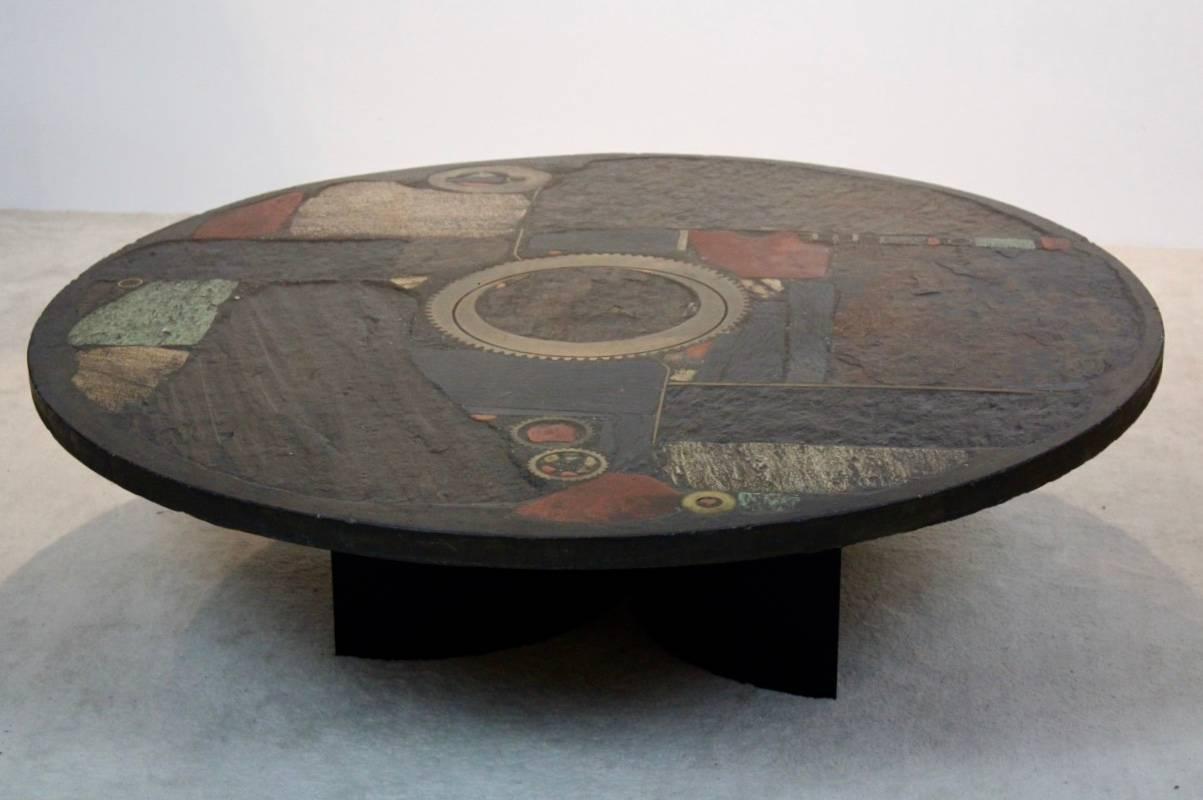 20th Century Brutalist Paul Kingma One-Off Ceramic and Brass Artwork Coffee Table, Holland 19