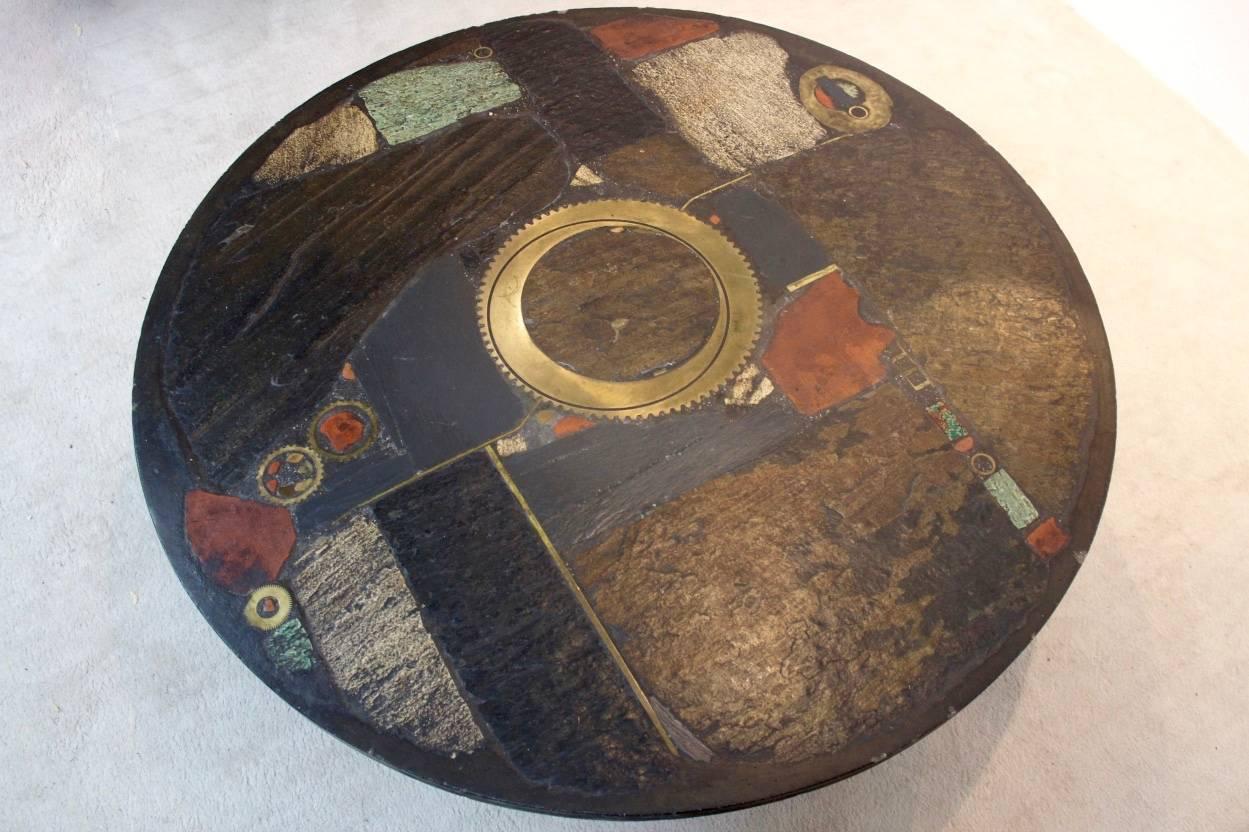 Brutalist Paul Kingma One-Off Ceramic and Brass Artwork Coffee Table, Holland 19 1