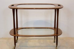 Magnificent Walnut Bar Cart by Cesare Lacca for Cassina, 1950s, Italy