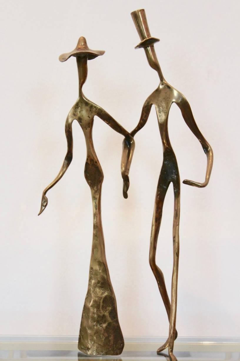 20th Century Elegant Bronze ‘Holding Hands’ Sculpture, 1970s