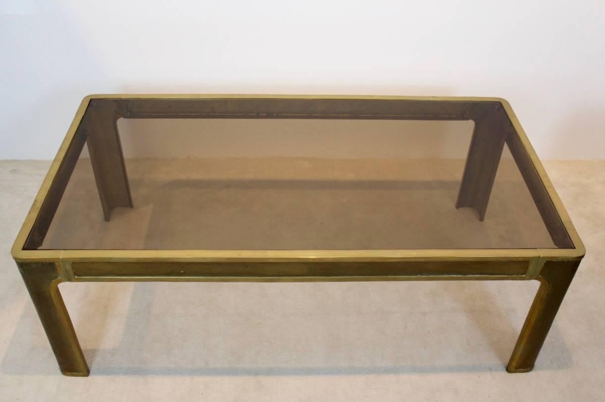 Mid-Century Modern Sophisticated Brass and Glass Coffee Table, 1970s