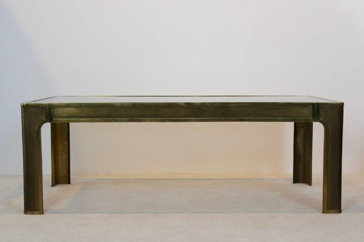 Dutch Sophisticated Brass and Glass Coffee Table, 1970s