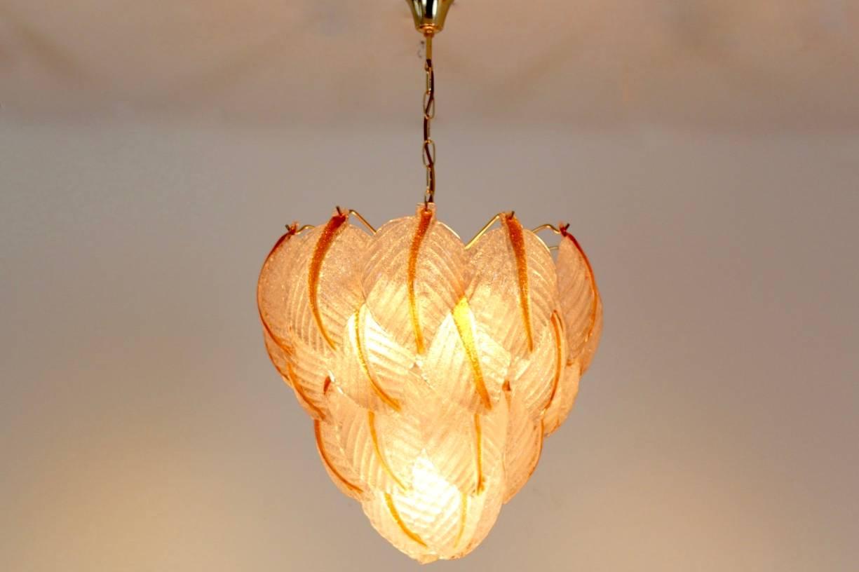 20th Century Original Murano Glass Leaves Chandelier by A.V. Mazzega, Italy, 1970s