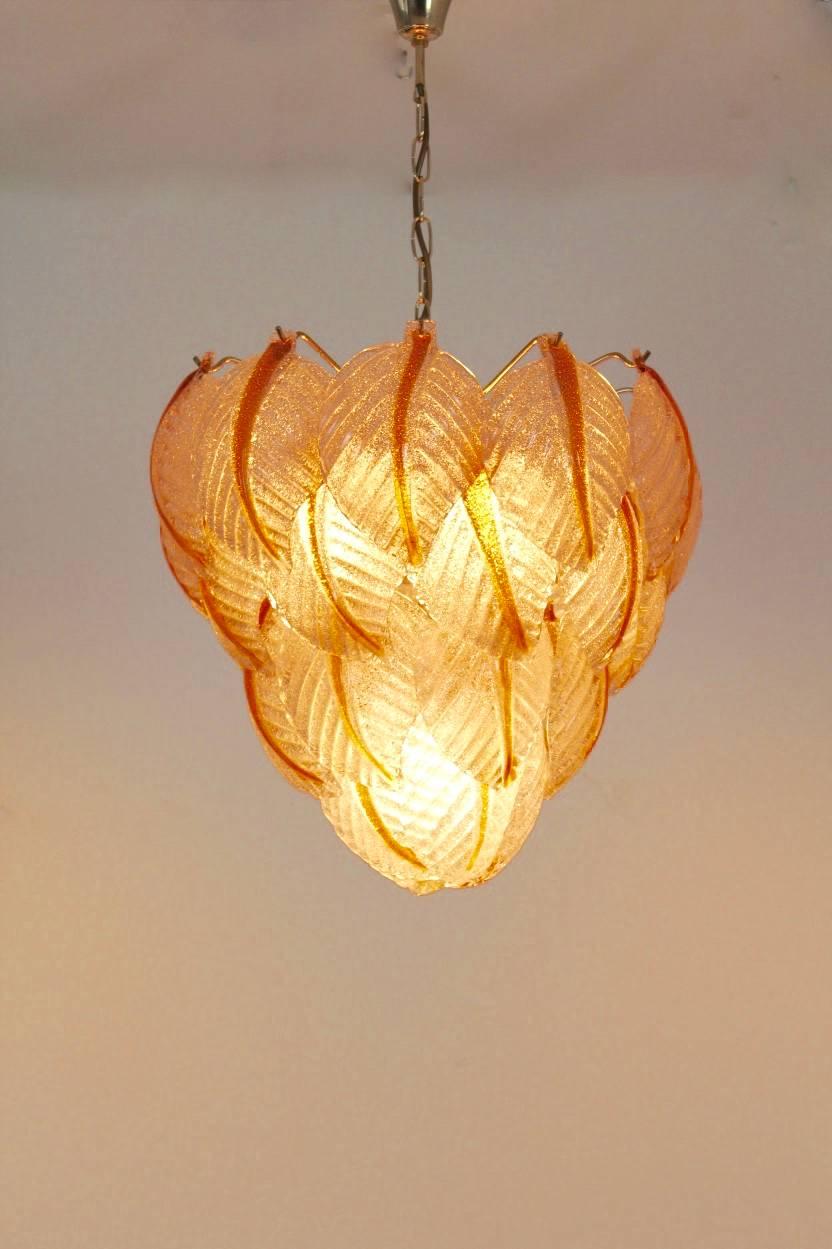 Original Murano Glass Leaves Chandelier by A.V. Mazzega, Italy, 1970s 2