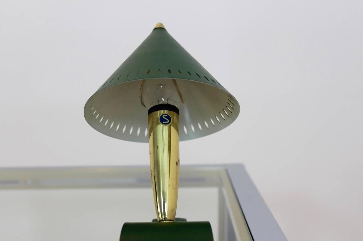 Swedish Pinocchio Desk and Wall Light in Brass and Green 2