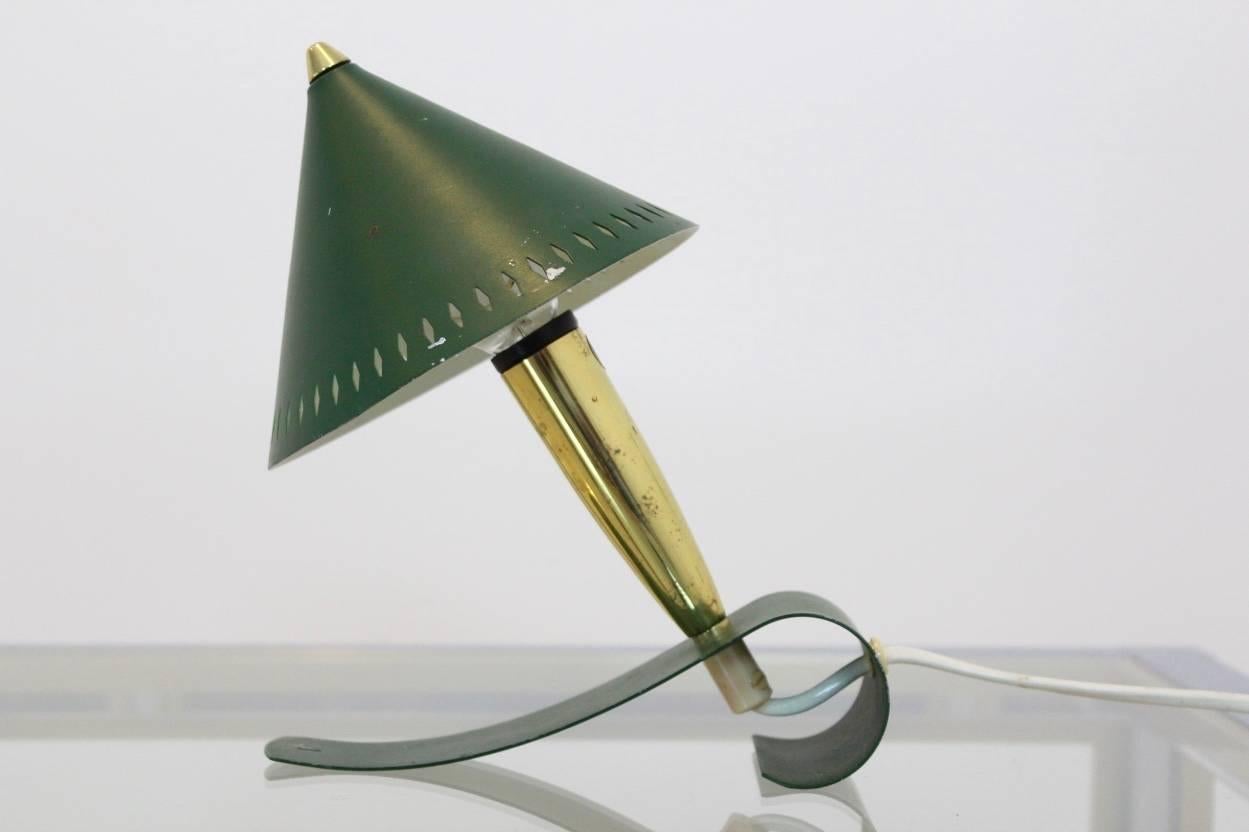 Swedish Pinocchio Desk and Wall Light in Brass and Green In Excellent Condition In Voorburg, NL