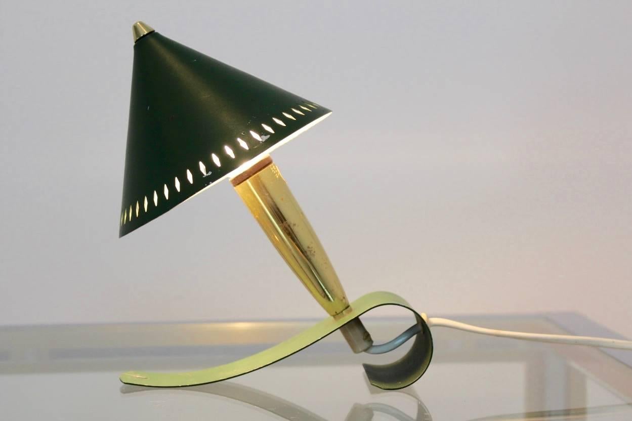 20th Century Swedish Pinocchio Desk and Wall Light in Brass and Green