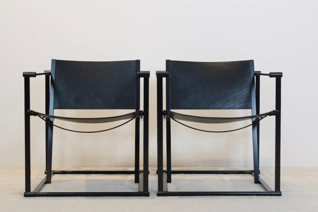 Steel FM62 Cubic Leather Lounge Chairs by Radboud van Beekum for Pastoe, Dutch Design