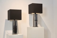 Geometric pair of Chrome Mid-century Boulanger Table Lamps