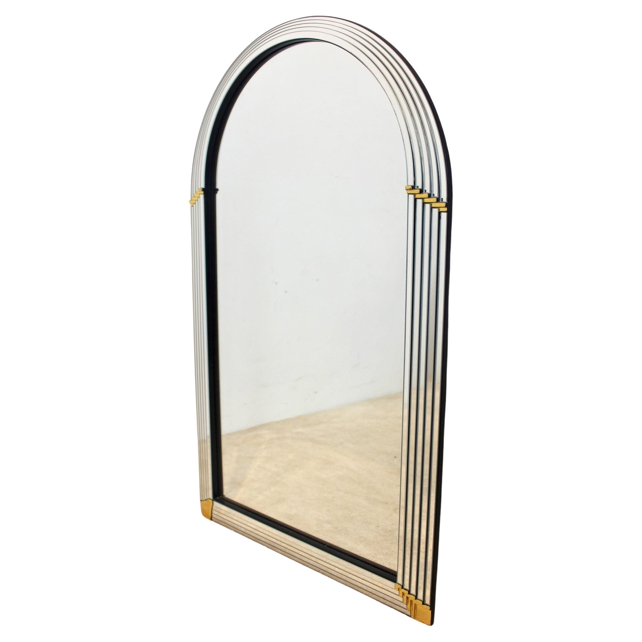 Elegant Arch Layered Mirror with Brass Accents by Deknudt Belgium For Sale