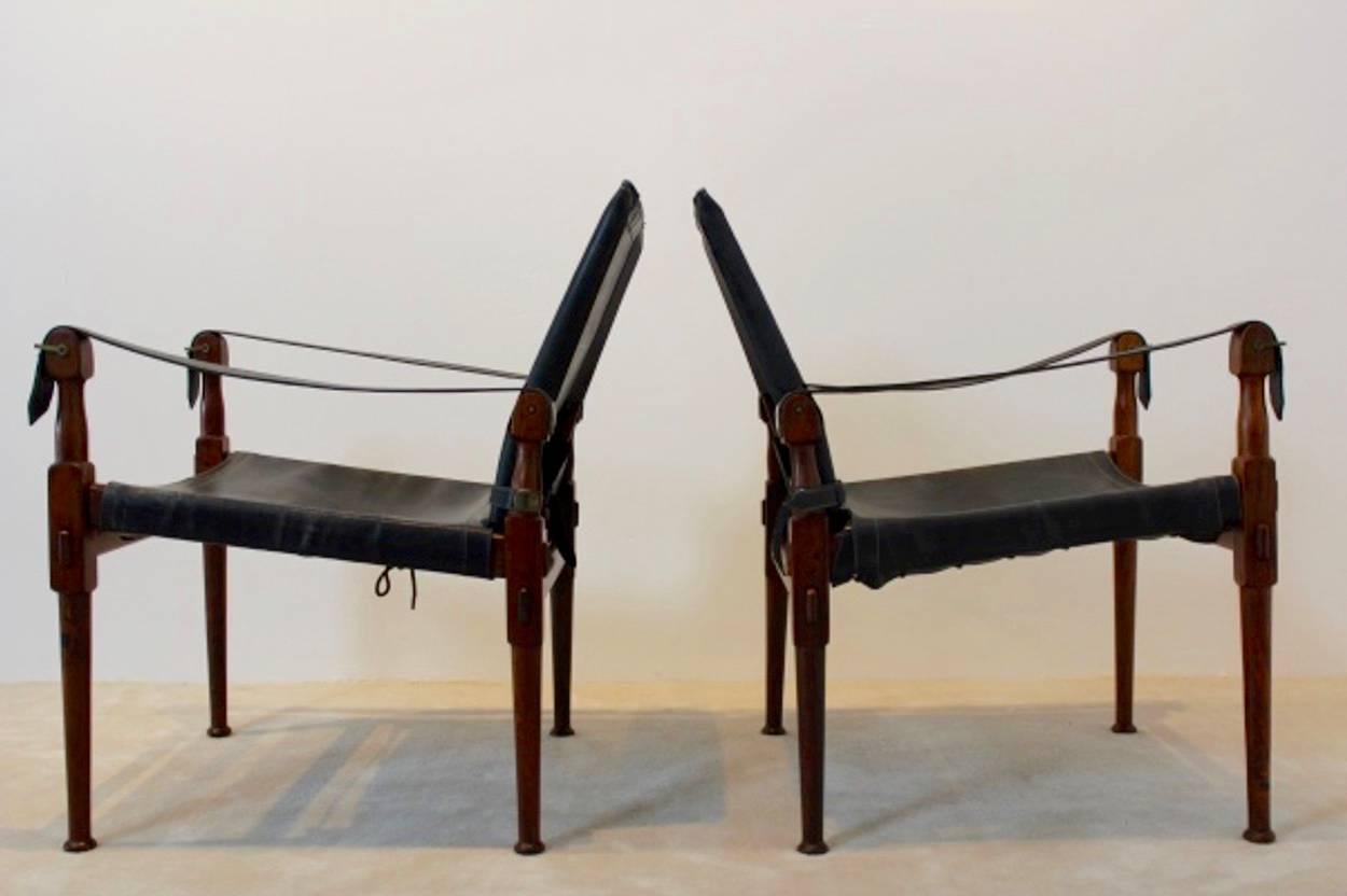 Mid-Century M. Hayat & Bros Ltd, Rosewood Safari Chairs In Excellent Condition In Voorburg, NL