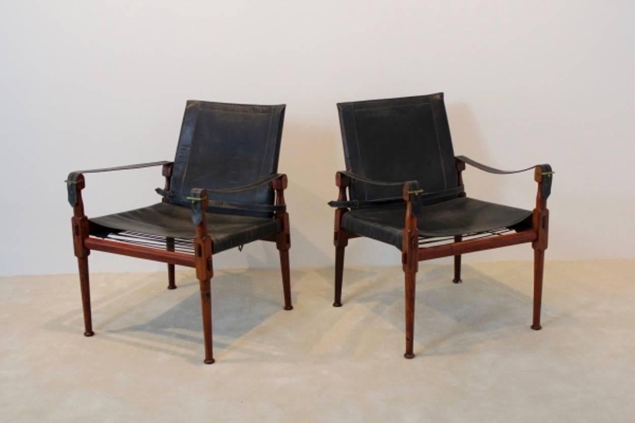 Mid-Century M. Hayat & Bros Ltd, Rosewood Safari Chairs 1