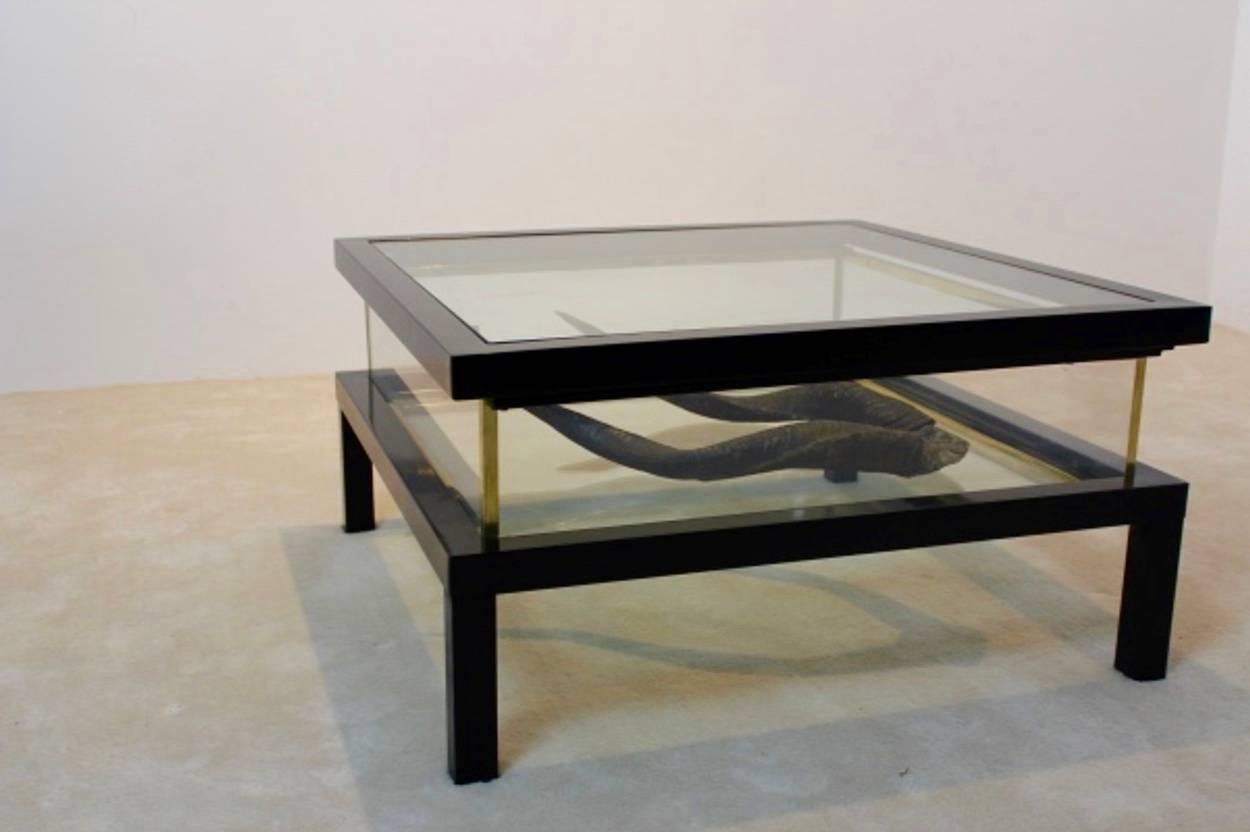 Modernist Romeo Rega Sliding Top Brass Coffee Table For Sale 3