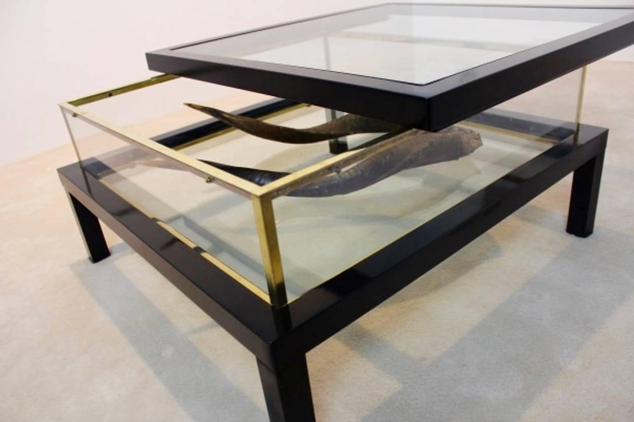 Modernist Romeo Rega Sliding Top Brass Coffee Table For Sale 2