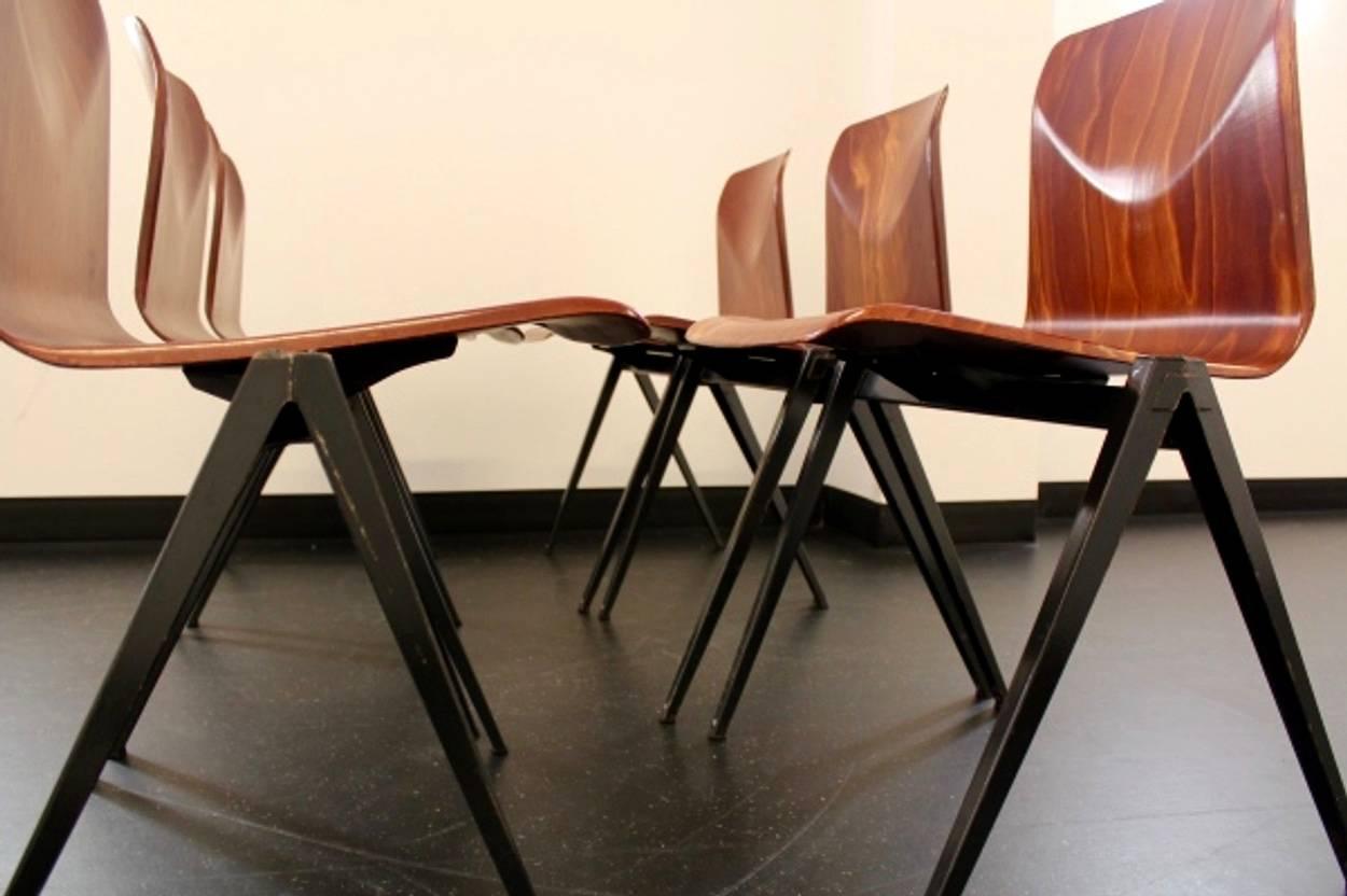 German Large Stock of Stackable Pagholz Galvanitas S22 Industrial Dinner Chairs, 1960s