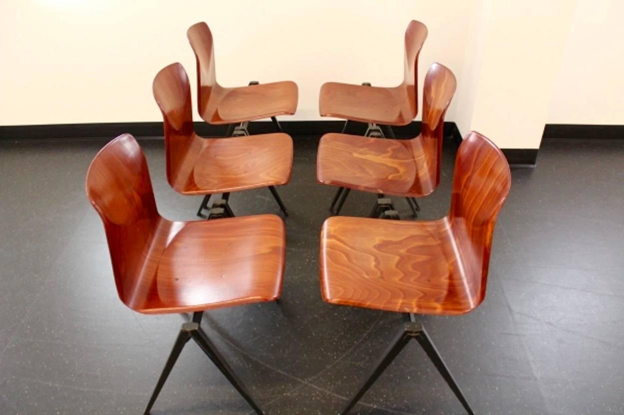 Steel Large Stock of Stackable Pagholz Galvanitas S22 Industrial Dinner Chairs, 1960s