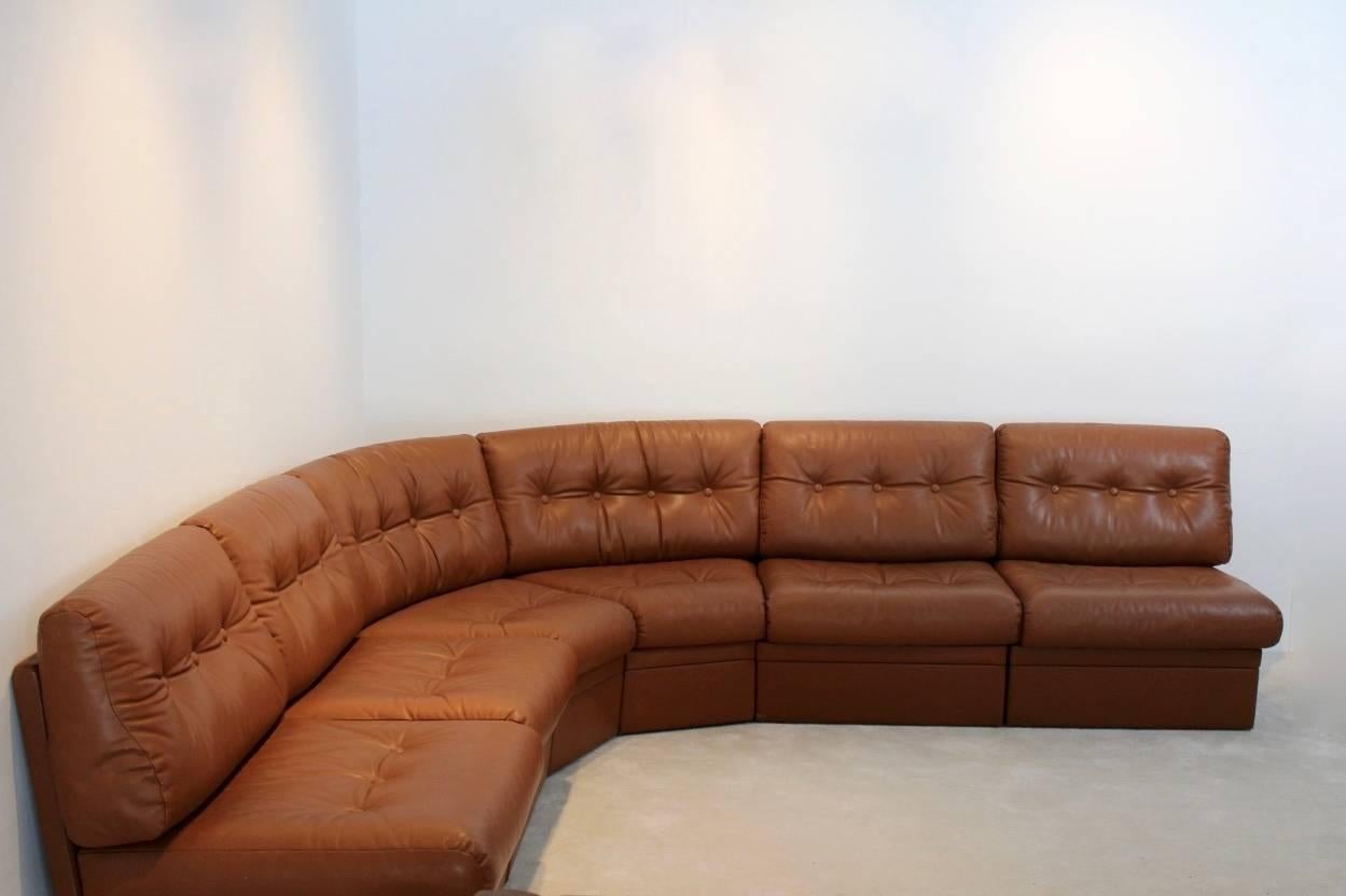 Dutch Grand Sectional Lounge Sofa in Cognac Leather