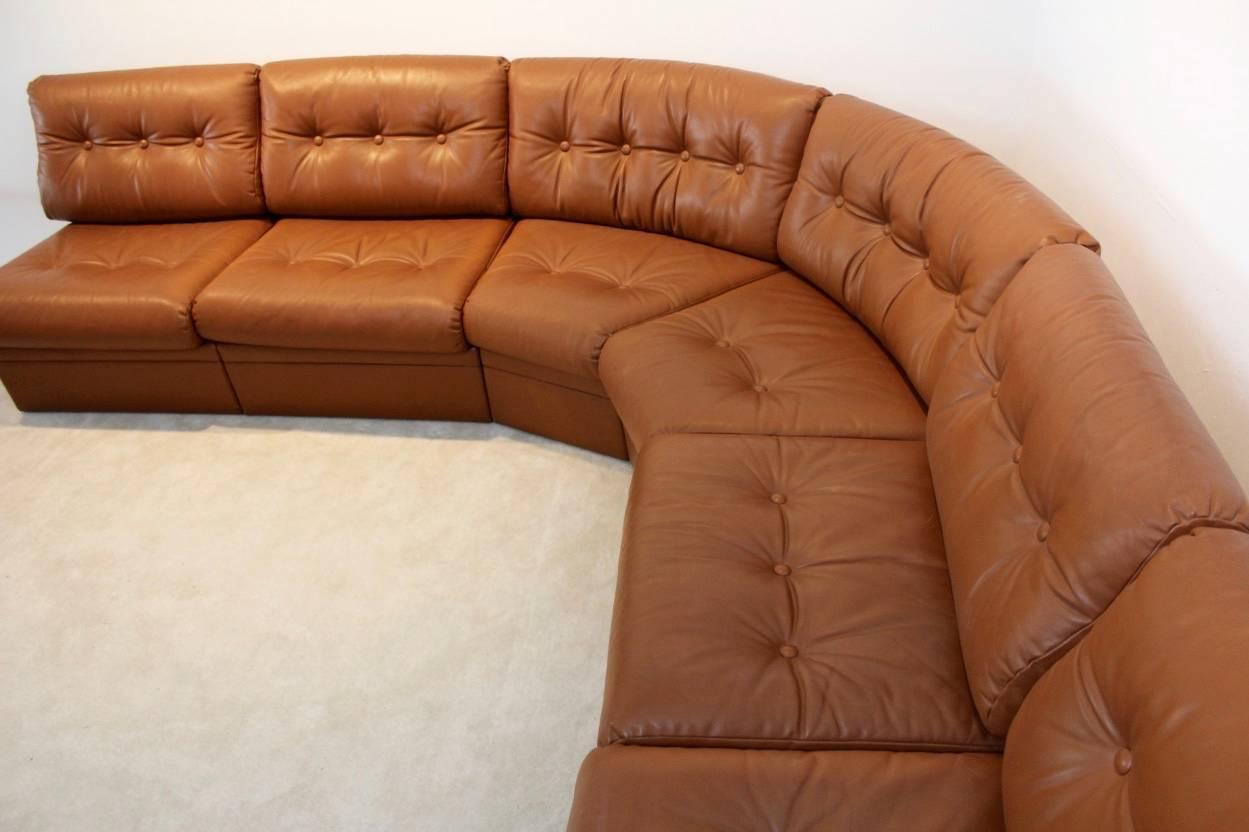 Grand Sectional Lounge Sofa in Cognac Leather 4