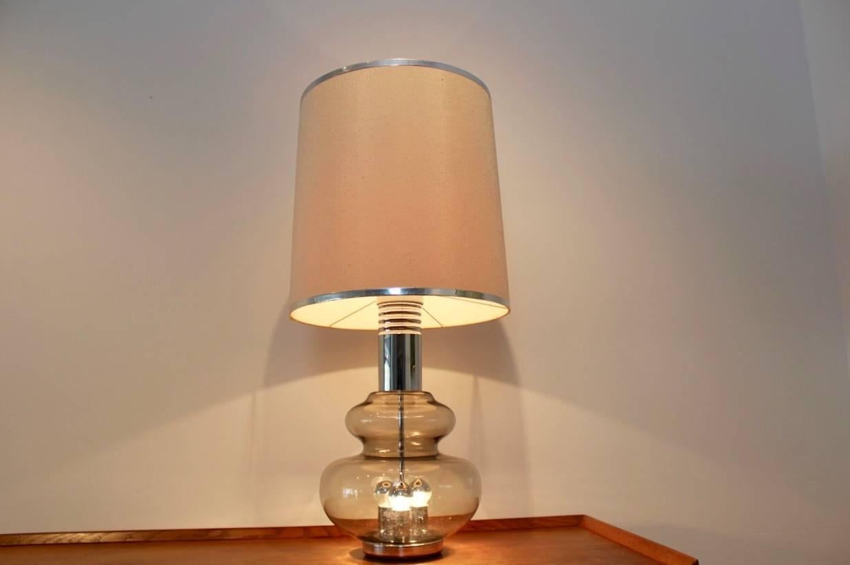 Doria Large Chrome and Glass Mid-Century Table or Floor Lamp, Germany In Excellent Condition In Voorburg, NL