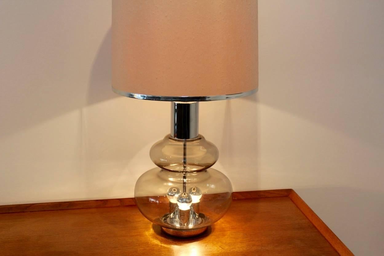 Mid-Century Modern Doria Large Chrome and Glass Mid-Century Table or Floor Lamp, Germany