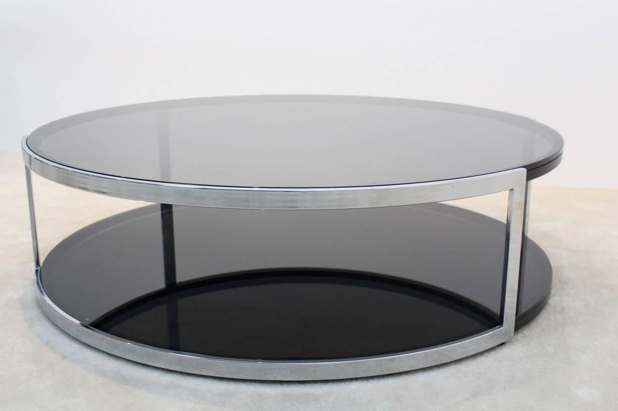 Belgochrom Chrome and Smoked Glass Coffee Table 1