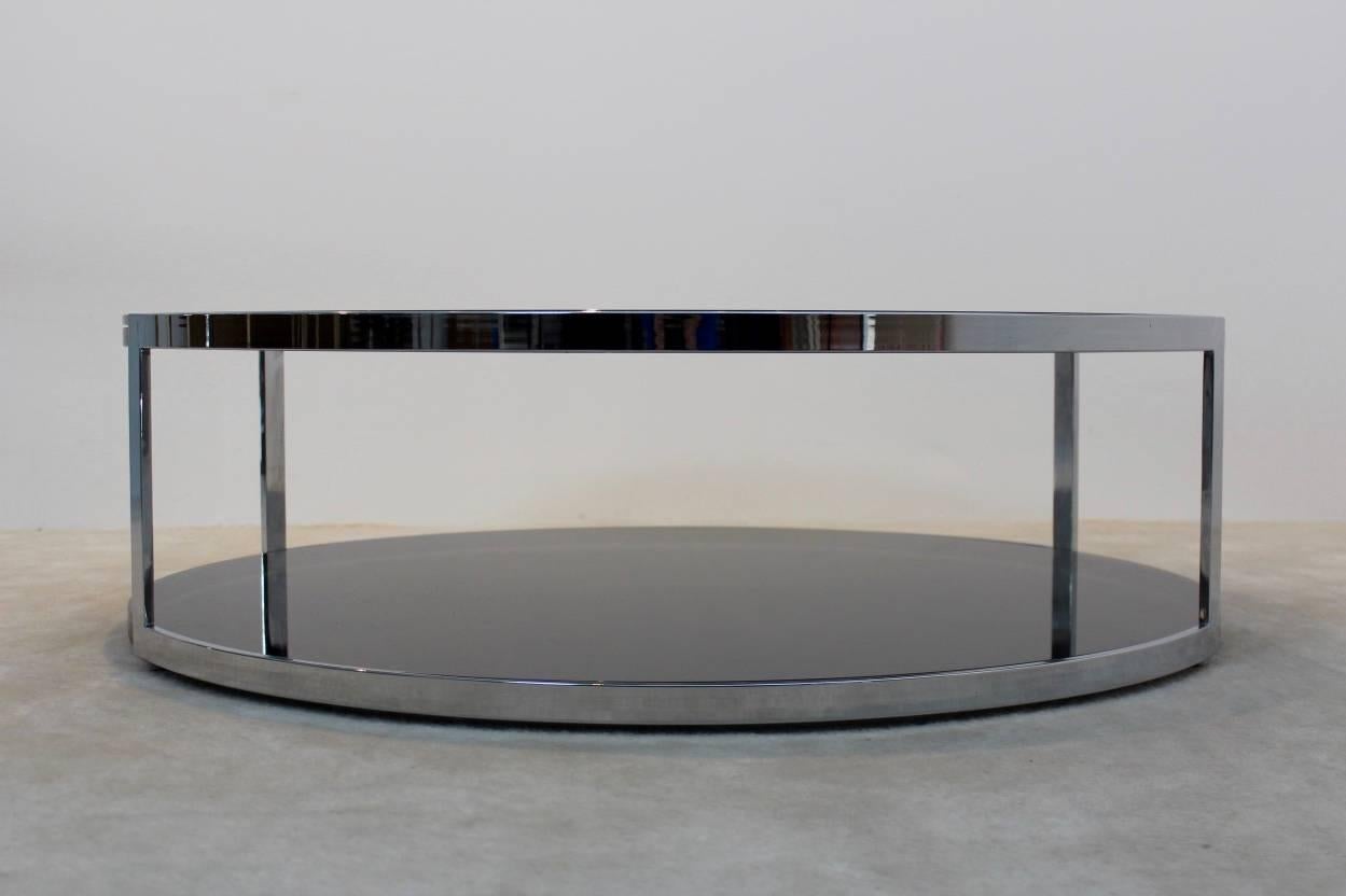 round smoked glass coffee table