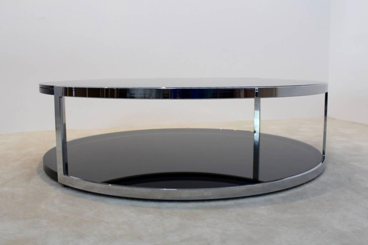 20th Century Belgochrom Chrome and Smoked Glass Coffee Table