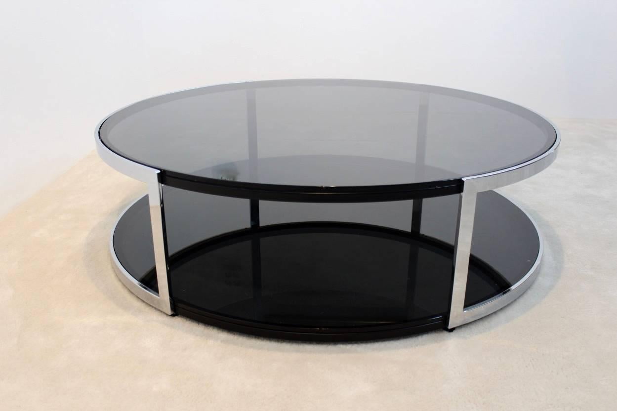 Belgochrom Chrome and Smoked Glass Coffee Table 2