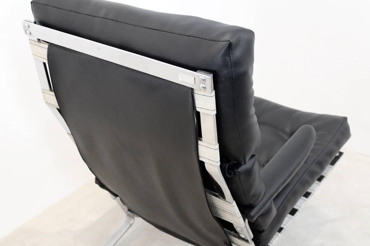 Chrome Chaise longue du milieu du siècle pour Airborne International, Belgique en vente