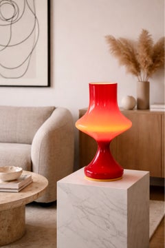 Lámpara de mesa monumental de cristal opalino naranja de Štěpán Tabery, Checoslovaquia