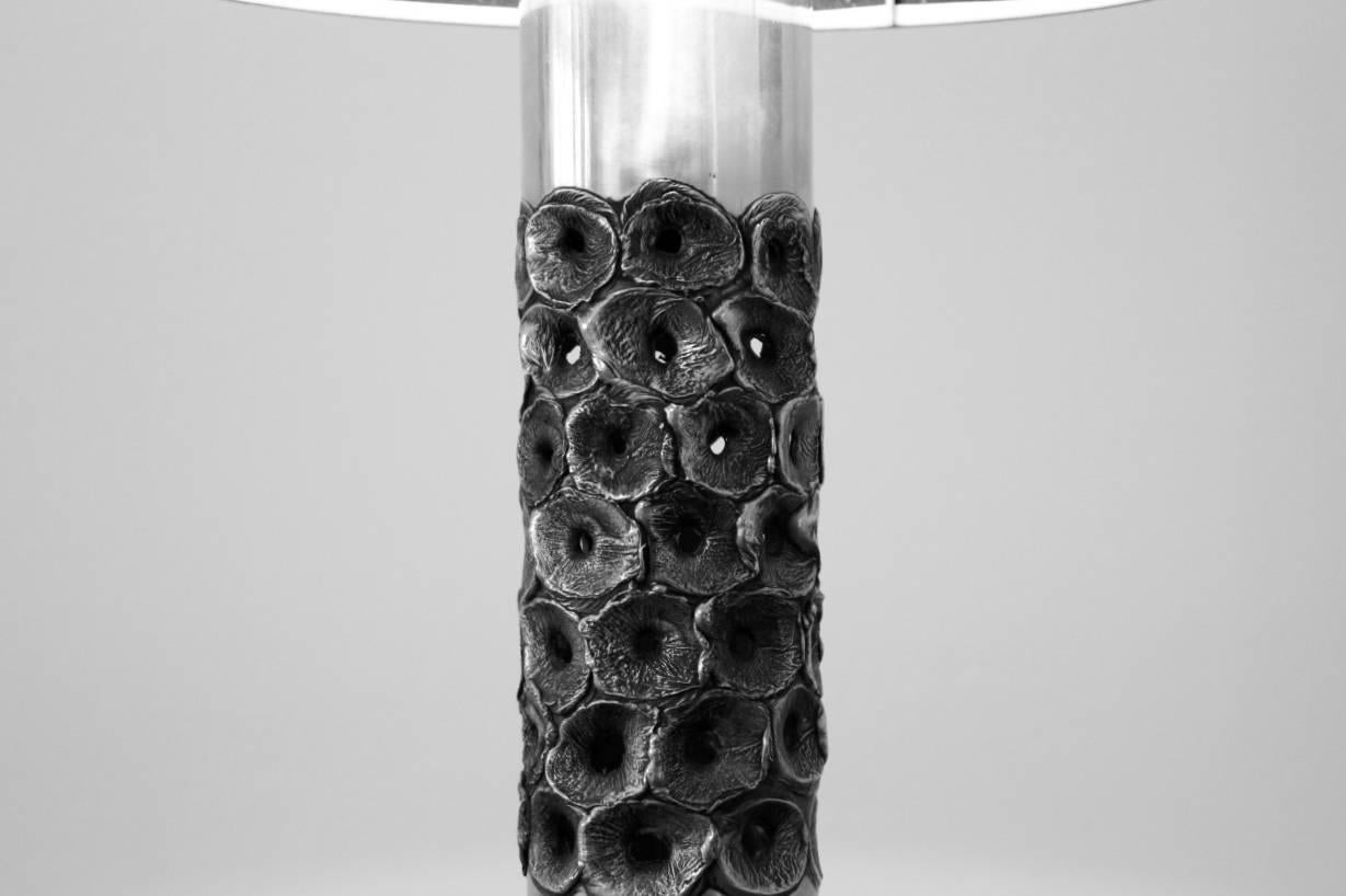 Dutch Brutalist Metal Sculptured Table Lamp, Netherlands