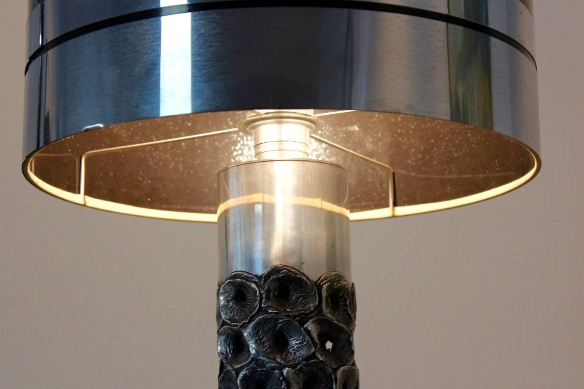 Brutalist Metal Sculptured Table Lamp, Netherlands 1
