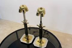 Matching Pair of Brass Chrome Willy Rizzo Style Table Lamps