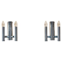 Pair of Mid-Century Modern Dutch Chrome Tubular Wall Sconces