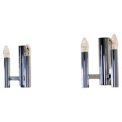 Pair of Mid-Century Modern Dutch Chrome Tubular Wall Sconces