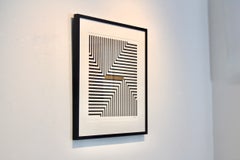 Pim Lenos: Geometrischer Op-Art-Siebdruck mit goldenen Akzenten, Niederlande
