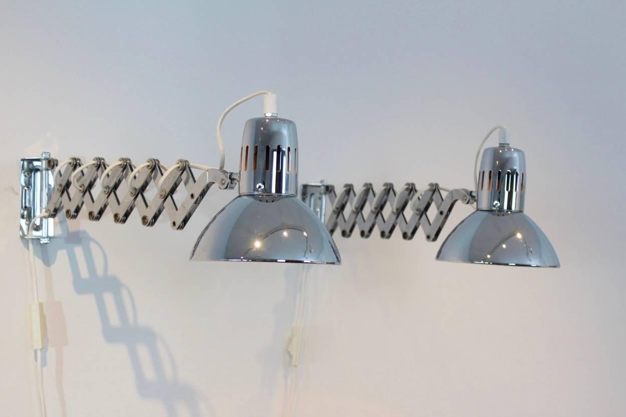 Pair of Chrome Scissor Wall Lamps, 1960s 1