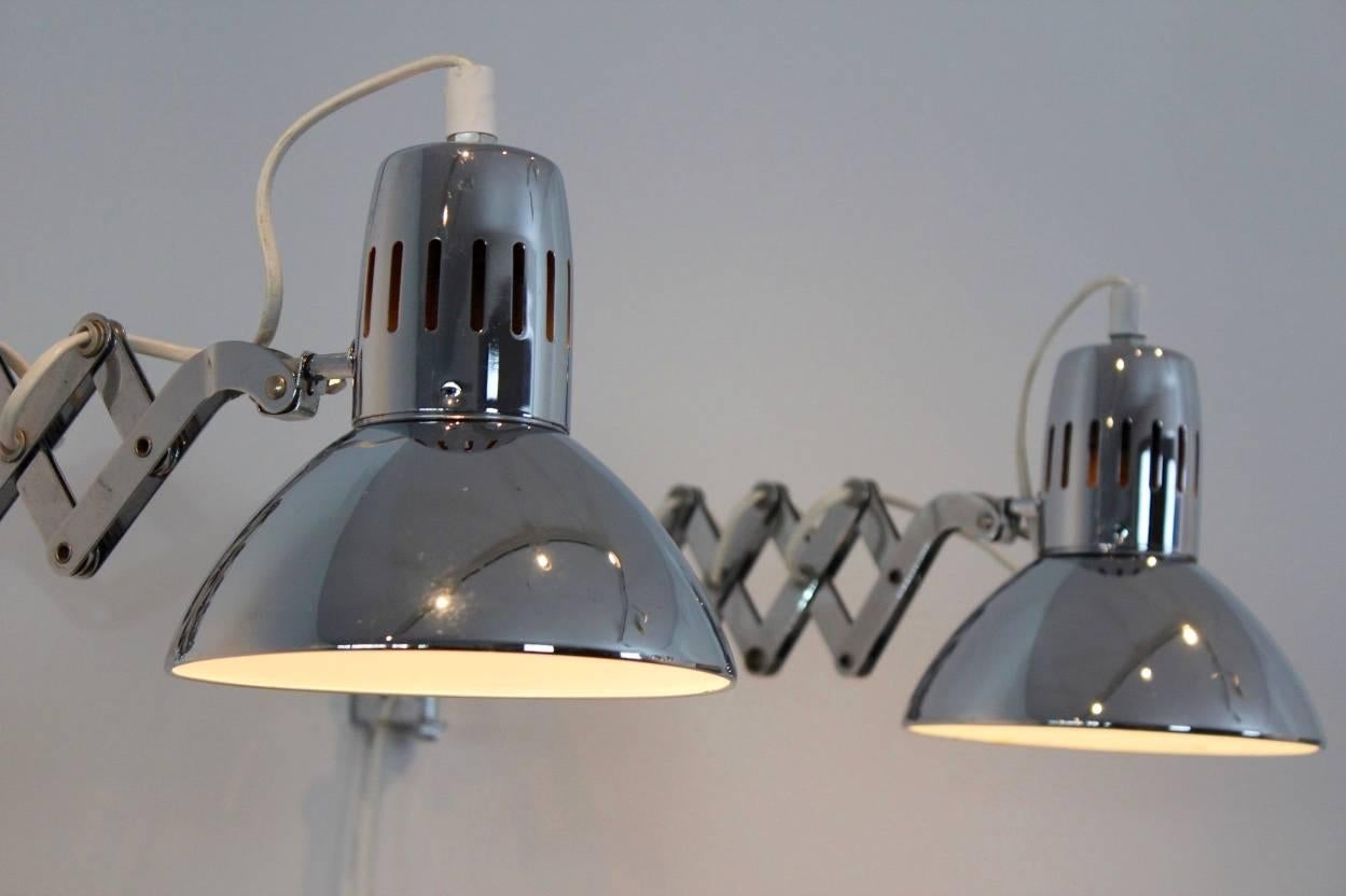 Mid-Century Modern Pair of Chrome Scissor Wall Lamps, 1960s