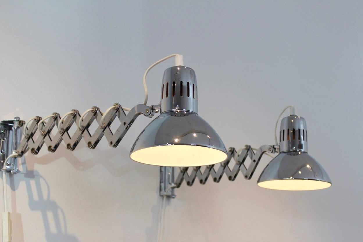 Pair of Chrome Scissor Wall Lamps, 1960s 3