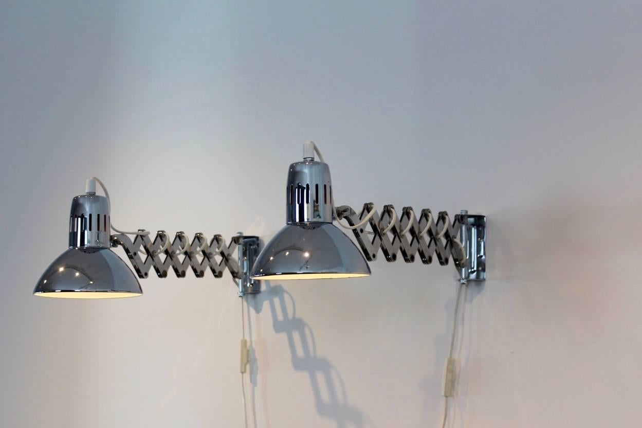 Pair of Chrome Scissor Wall Lamps, 1960s 2