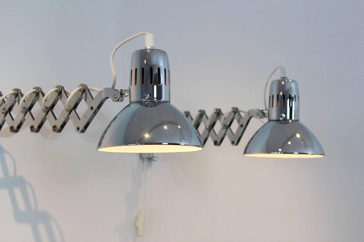 Pair of Chrome Scissor Wall Lamps, 1960s 4