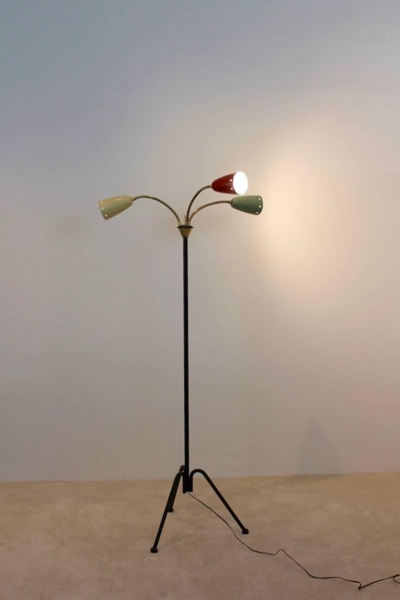 20th Century Brass, Lacquered Floor Lamp by H.Th.J.A. Busquet for Hala Zeist, Netherlands