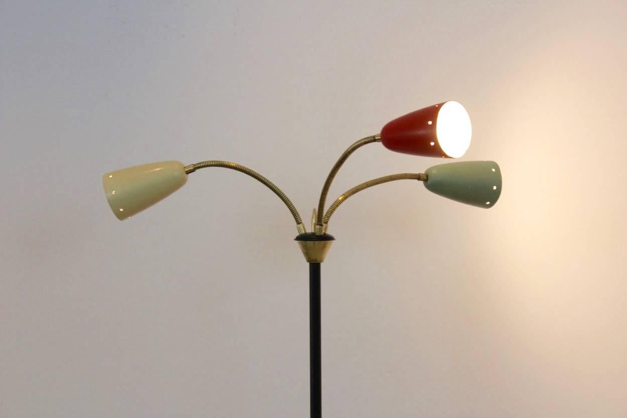 Brass, Lacquered Floor Lamp by H.Th.J.A. Busquet for Hala Zeist, Netherlands In Good Condition In Voorburg, NL