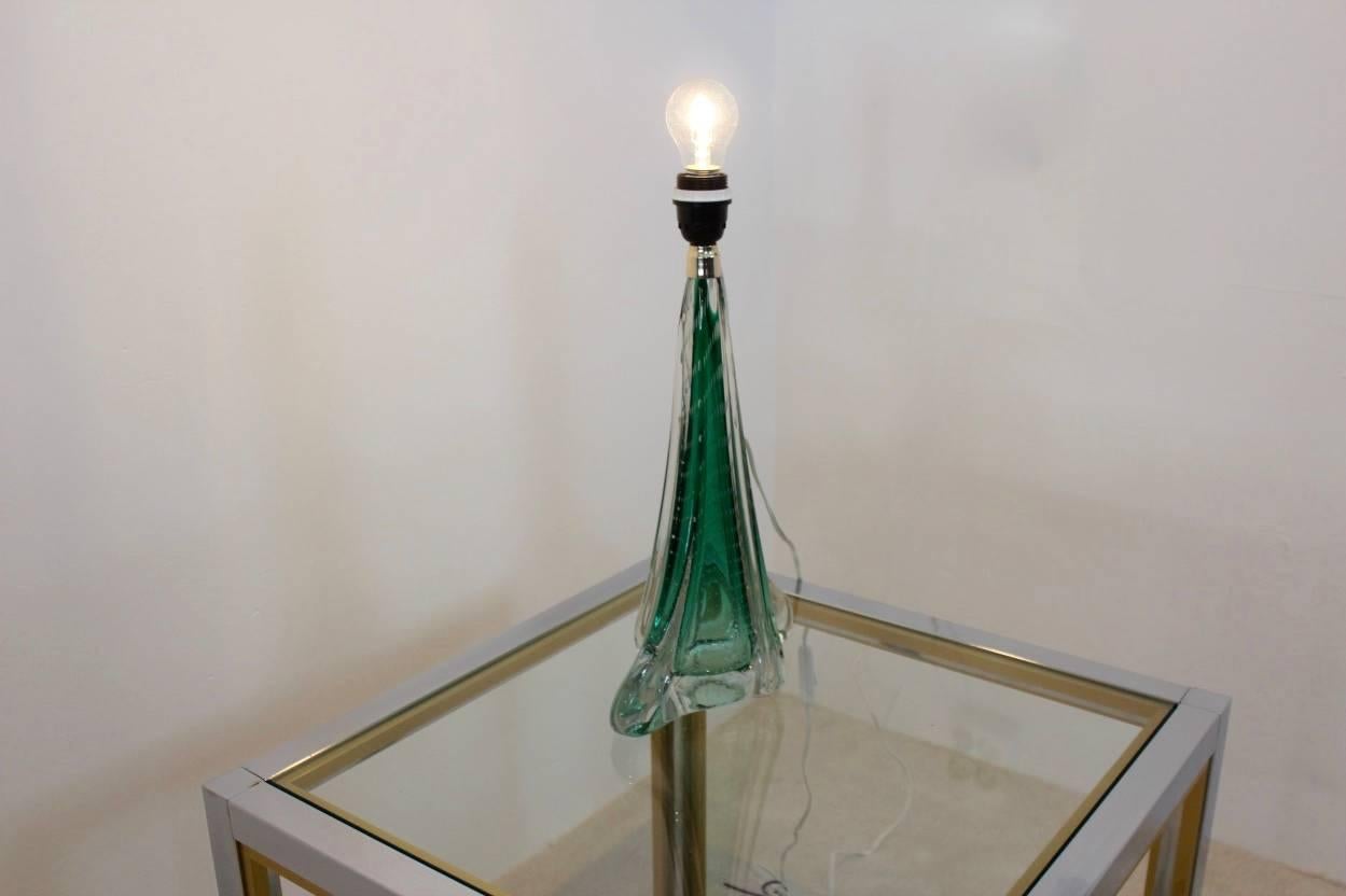 Unique Handmade Boussu Translucent Bubbled Glass Table Lamp, Belgium, 1960s 2