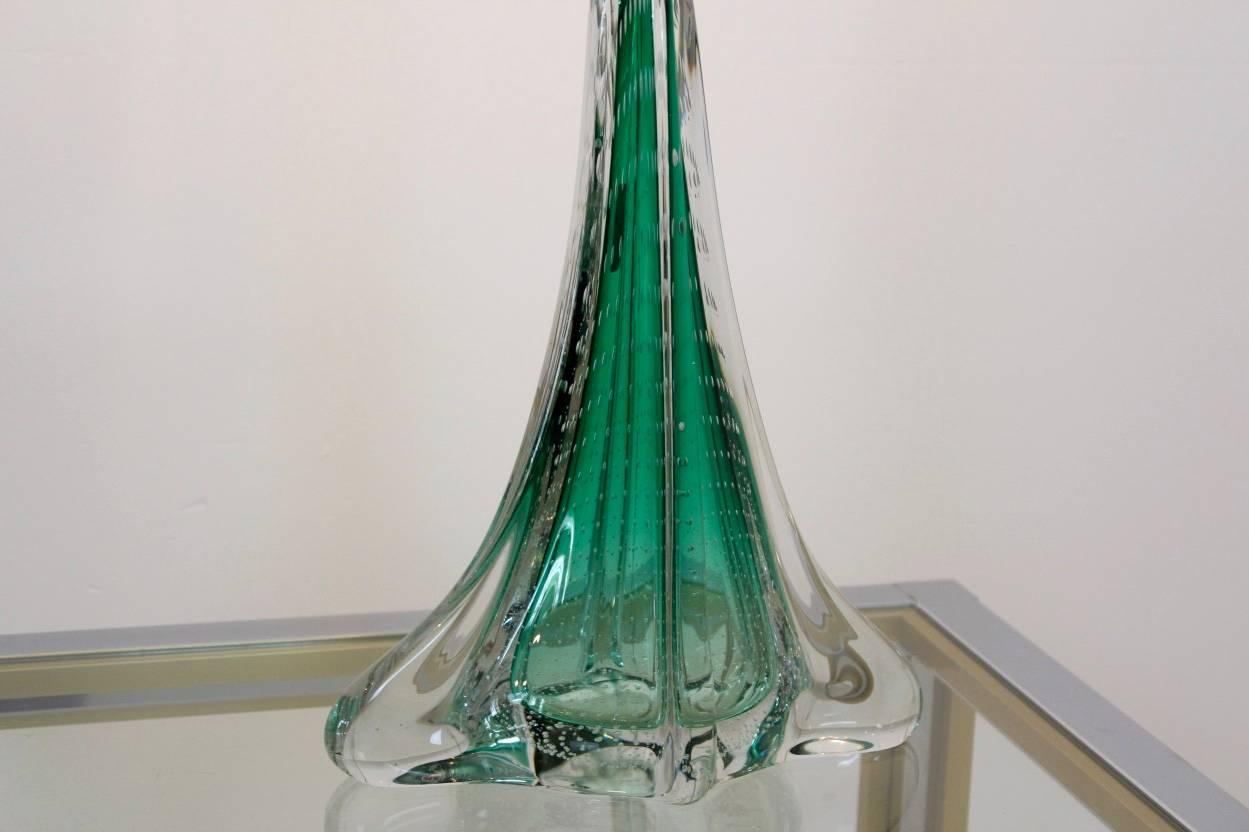 Unique Handmade Boussu Translucent Bubbled Glass Table Lamp, Belgium, 1960s 1