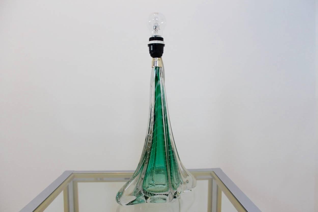Unique Handmade Boussu Translucent Bubbled Glass Table Lamp, Belgium, 1960s In Excellent Condition In Voorburg, NL