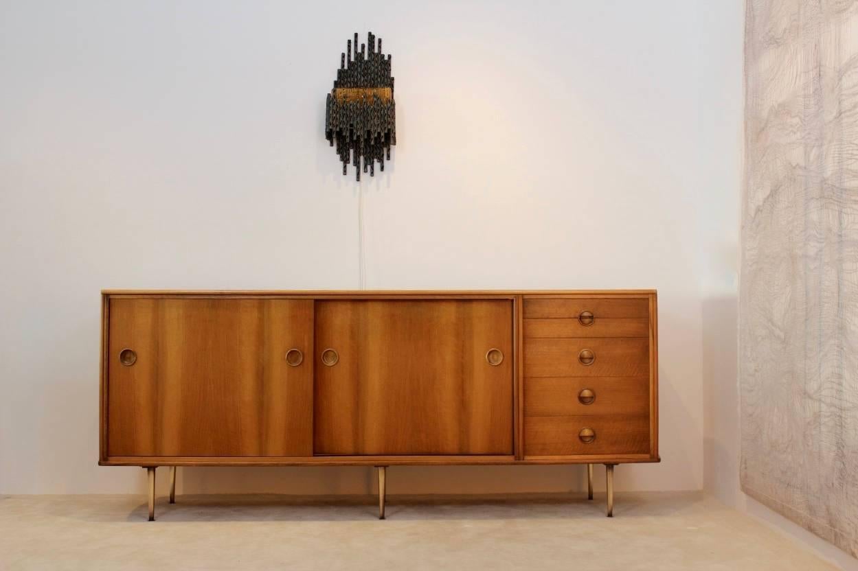Luxury Walnut Brass Sideboard by William Watting for Fristho Modernart, Denmark 1