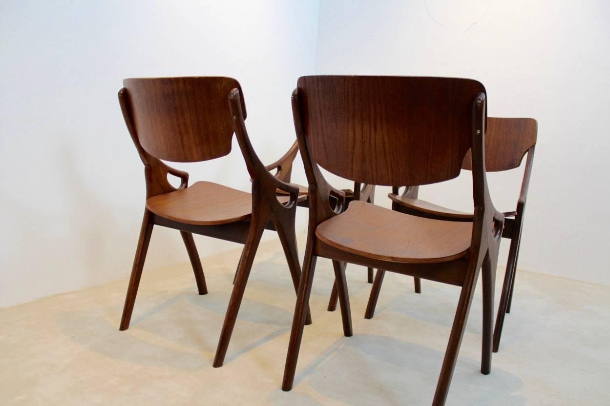 Set of Four Arne Hovmand Olsen Teak Dining Chairs for Mogens Kold, 1950s 2