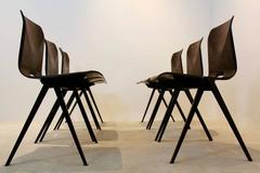 Wenge Stackable Pagholz Galvanitas S22 Industrial Diner Chairs, 1960s