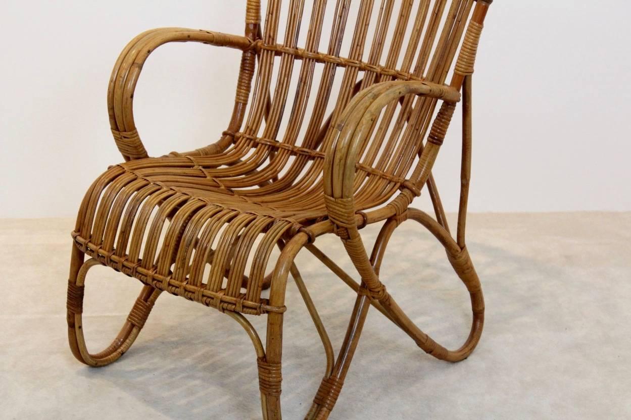 Dutch Gorgeous Wicker High Back Lounge Chair for Rohé Noordwolde, Netherlands